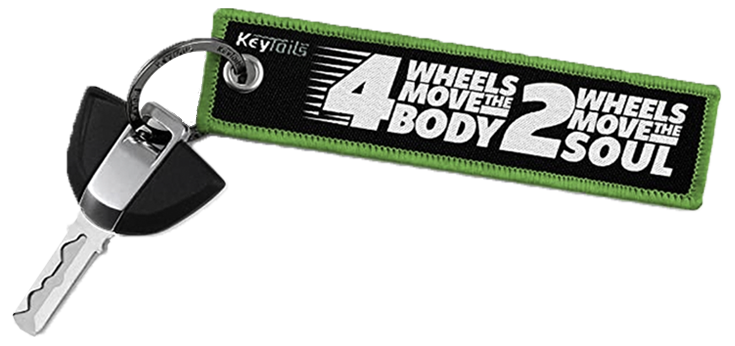 Four Wheels Moves The Body Two Wheels Moves the Soul Keychain
